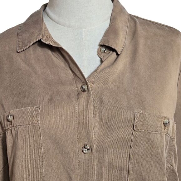 J. JILL Brown Long Button Down Shirt or Mini Dress - Picture 2 of 7